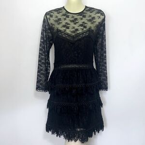 The Kooples Dress “Moonlight “ Black Lace Ruffle NWOT Sz Medium~6